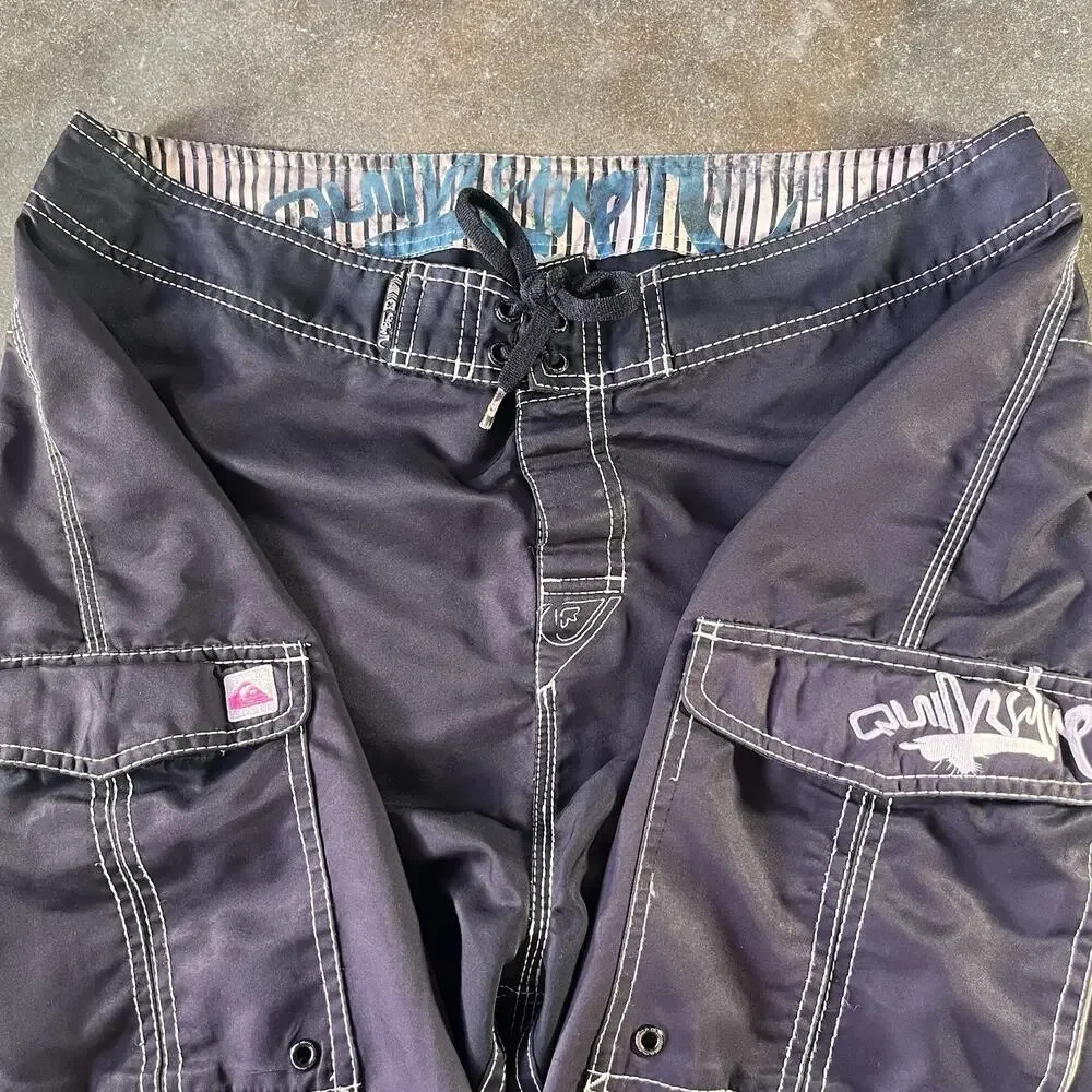 Vintage Black Quiksilver Triple Stitched Board Shorts Men’s 34-35